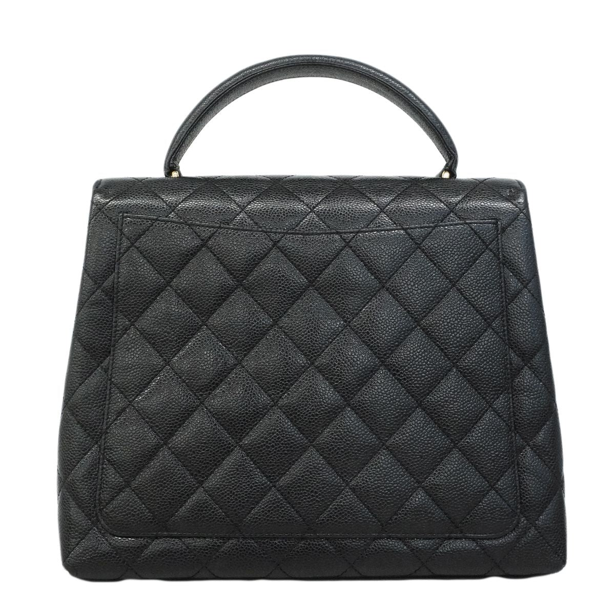 Chanel Handbag Quilted Caviar Leather Black Gold — view 9