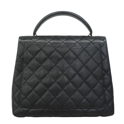 Chanel Handbag Quilted Caviar Leather Black Gold — view 9
