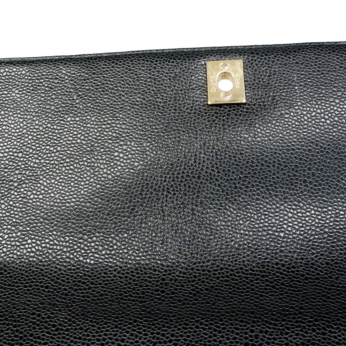 Chanel Handbag Quilted Caviar Leather Black Gold — view 8