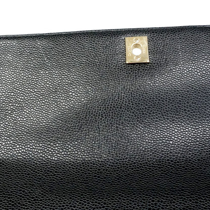 Chanel Handbag Quilted Caviar Leather Black Gold — view 8