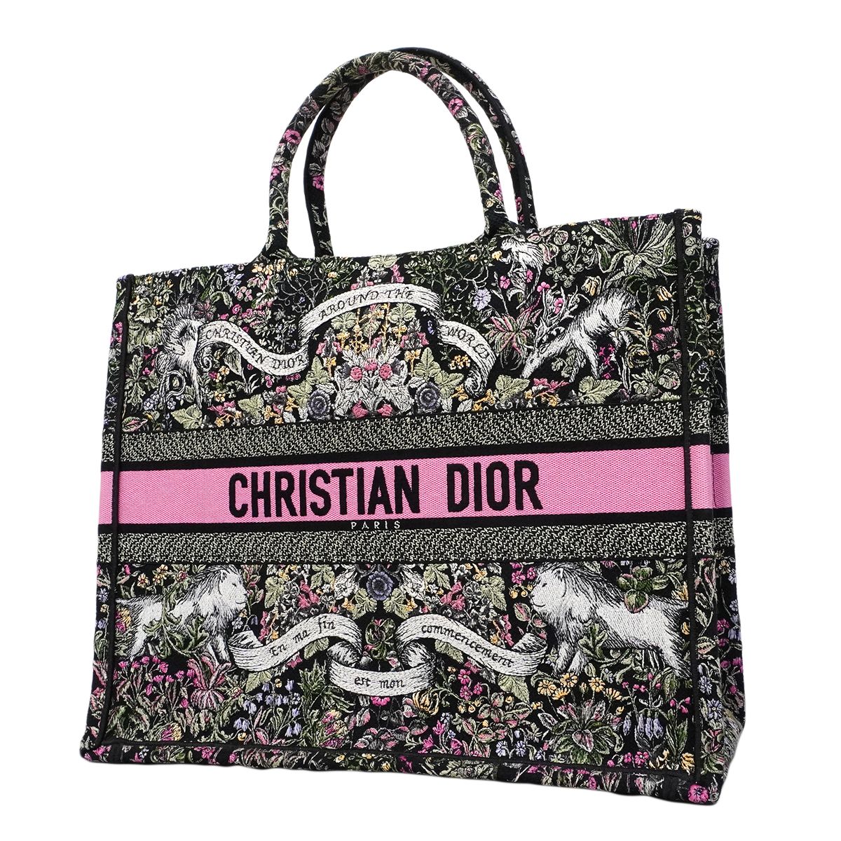 Dior Tote Book Canvas Black Multicolor