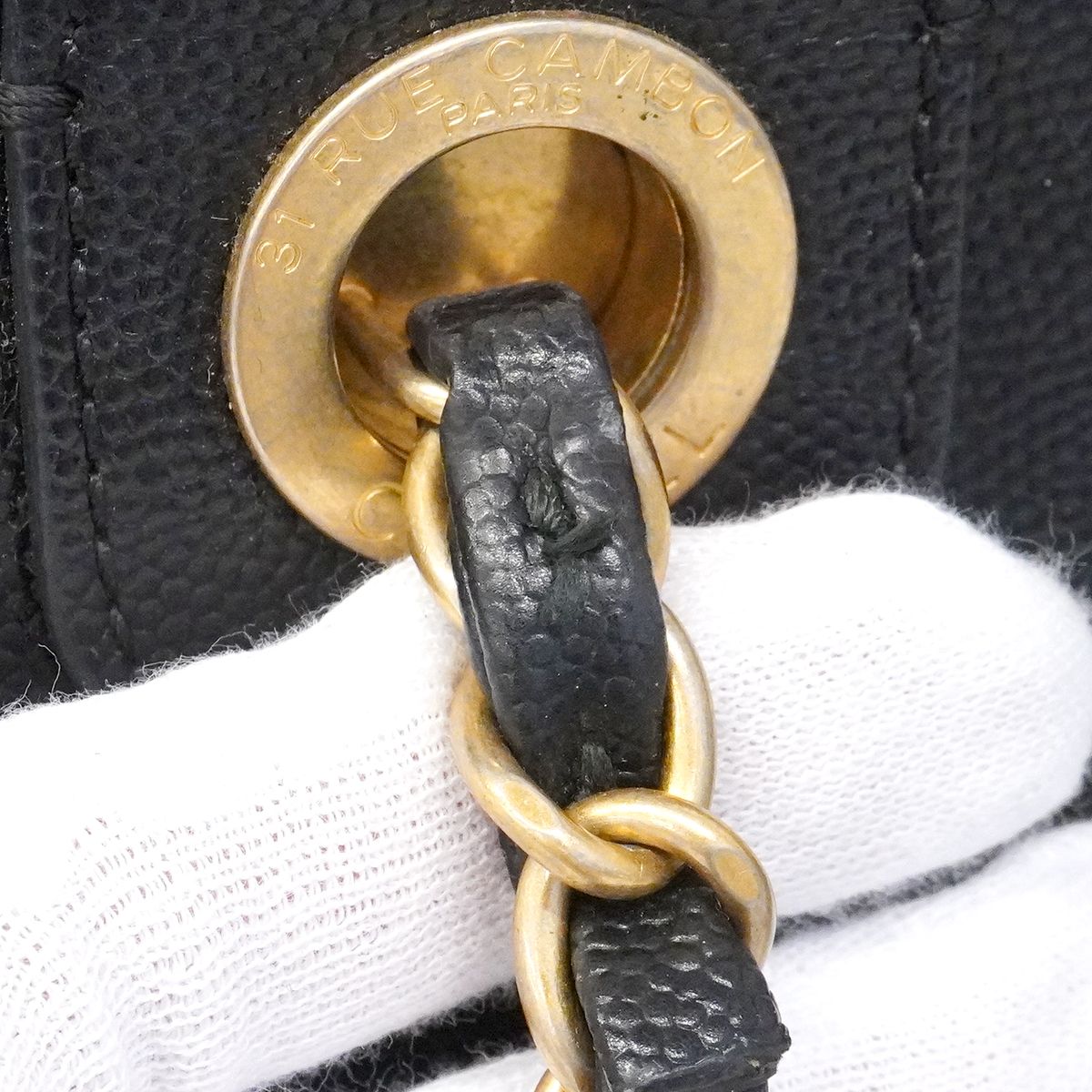 Chanel Chain Tote Deauville Caviar Leather Black Gold 2-Way — view 9
