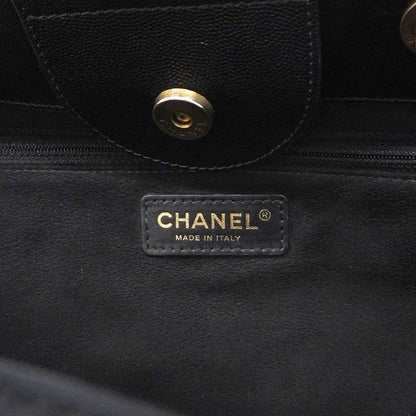 Chanel Chain Tote Deauville Caviar Leather Black Gold 2-Way — view 5