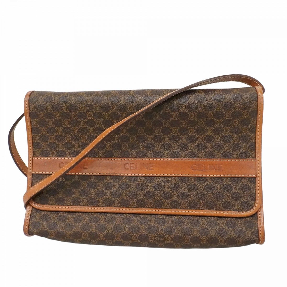 Celine Shoulder Bag Macadam Brown Gold
