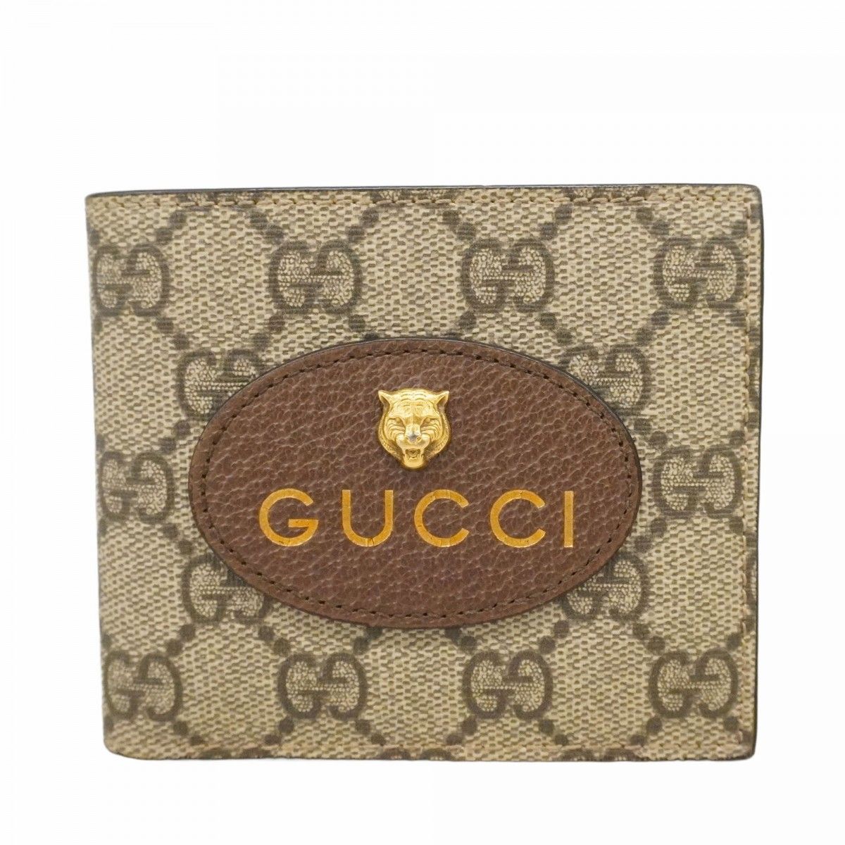 Gucci Wallet GG Supreme Neo Vintage Beige Brown Gold