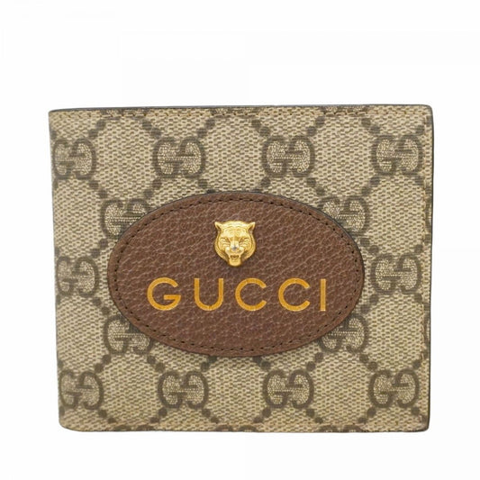 Gucci Wallet GG Supreme Neo Vintage Beige Brown Gold