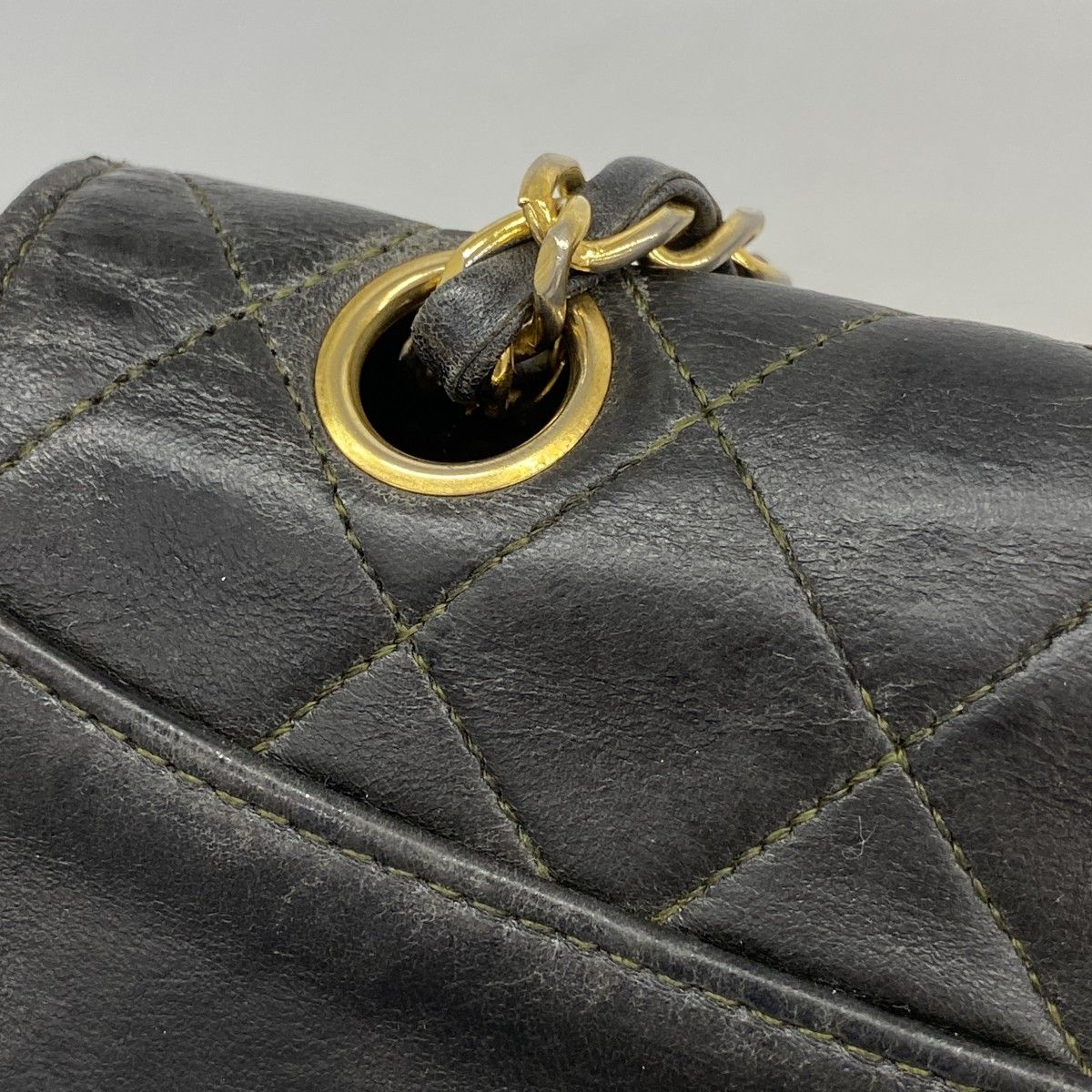 Chanel Shoulder Bag Quilted Lambskin Moss Green Gold — view 8