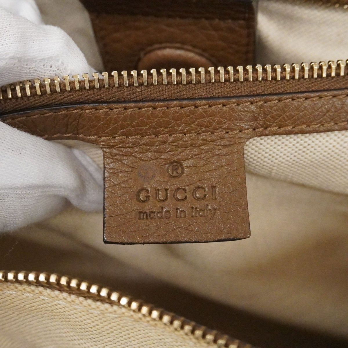 Gucci Handbag Bamboo Leather Brown Champagne Gold — view 5