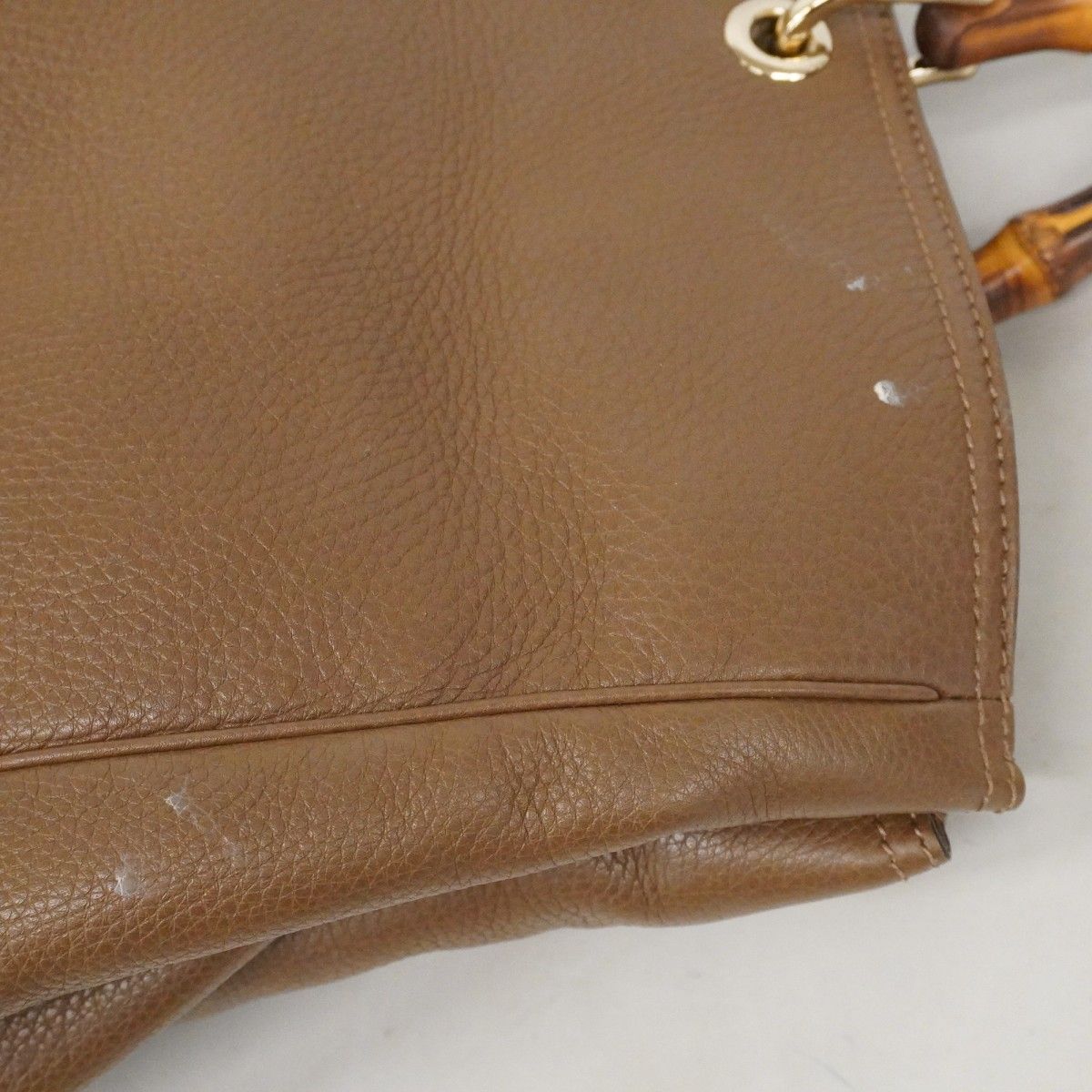 Gucci Handbag Bamboo Leather Brown Champagne Gold — view 7