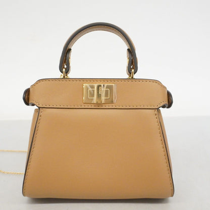 Fendi Handbag Nano Peekaboo Leather Brown Gold 2-Way — view 7