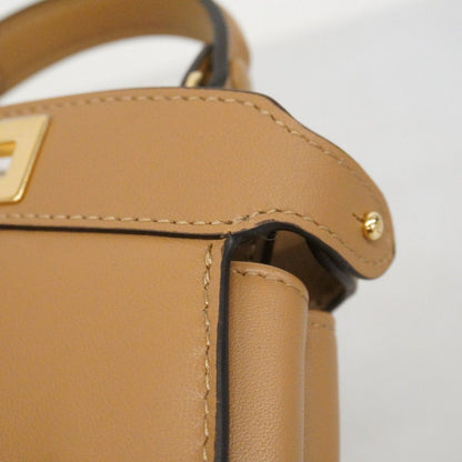 Fendi Handbag Nano Peekaboo Leather Brown Gold 2-Way — view 6