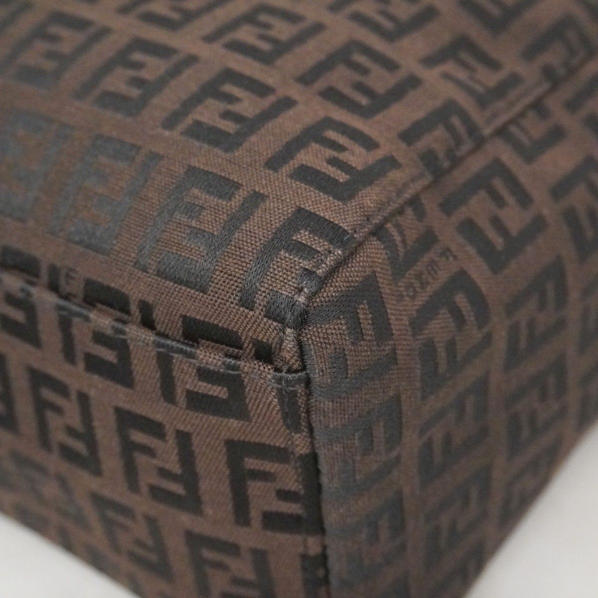 Fendi Handbag Zucchino Nylon Canvas Brown Silver — view 6