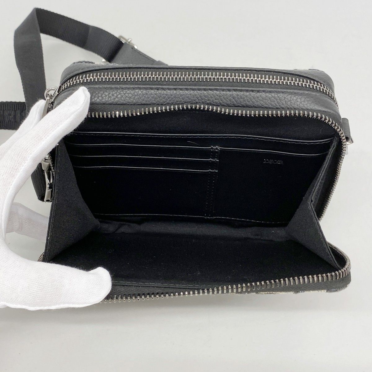 Dior Shoulder Bag Trotter Oblique Canvas Black Navy Silver — view 4