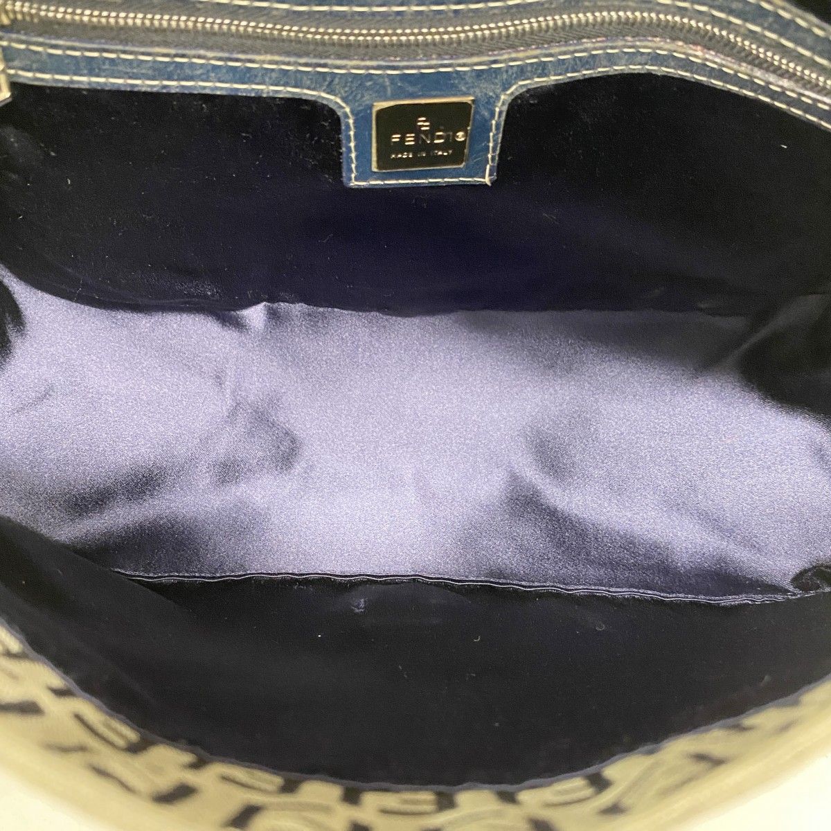 Fendi Handbag Zucchino Mamma Bucket Nylon Canvas Navy Silver — view 4