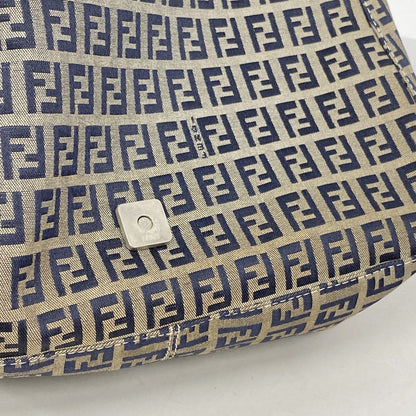 Fendi Handbag Zucchino Mamma Bucket Nylon Canvas Navy Silver — view 9