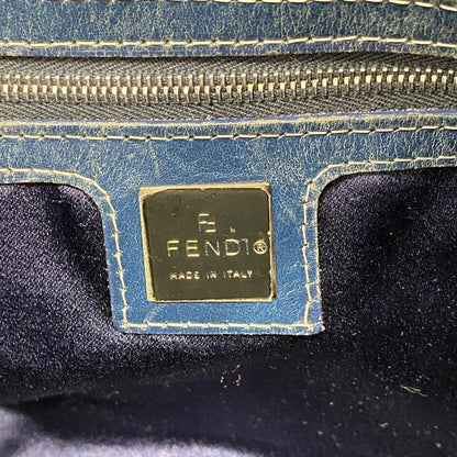 Fendi Handbag Zucchino Mamma Bucket Nylon Canvas Navy Silver — view 5