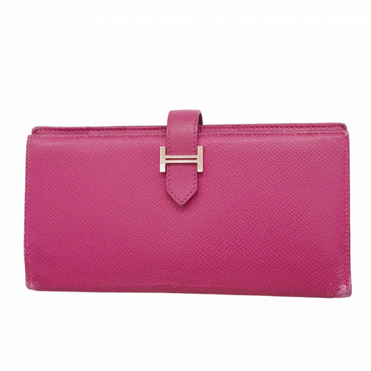 Hermes Wallet Bearn Souffle Veau Epsom Rosepurple Silver