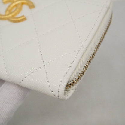 Chanel Coin Case Quilted Caviar Leather White Gold — view 6