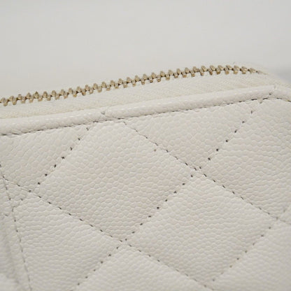 Chanel Coin Case Quilted Caviar Leather White Gold — view 7