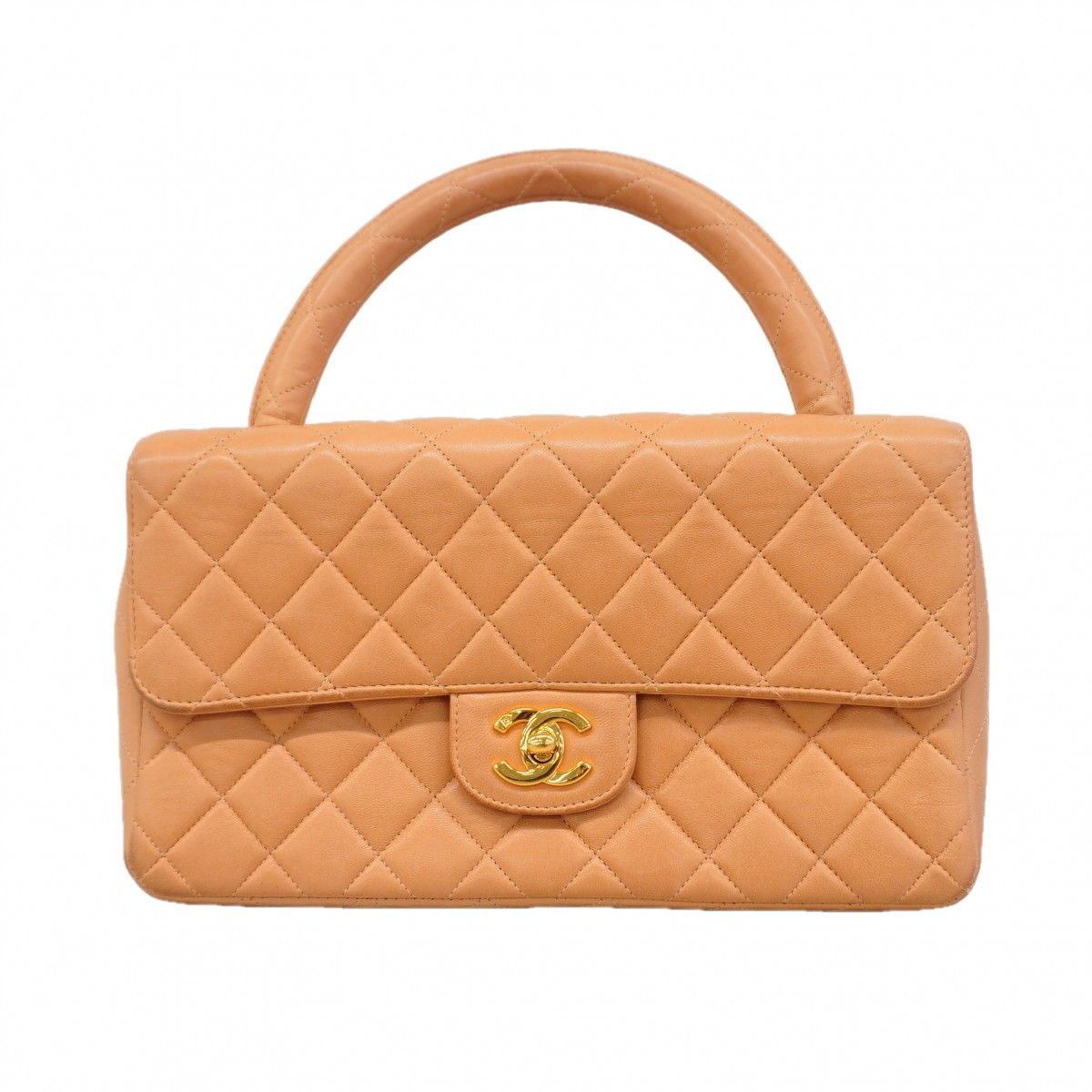 Chanel Handbag Quilted Lambskin Salmon Pink Gold
