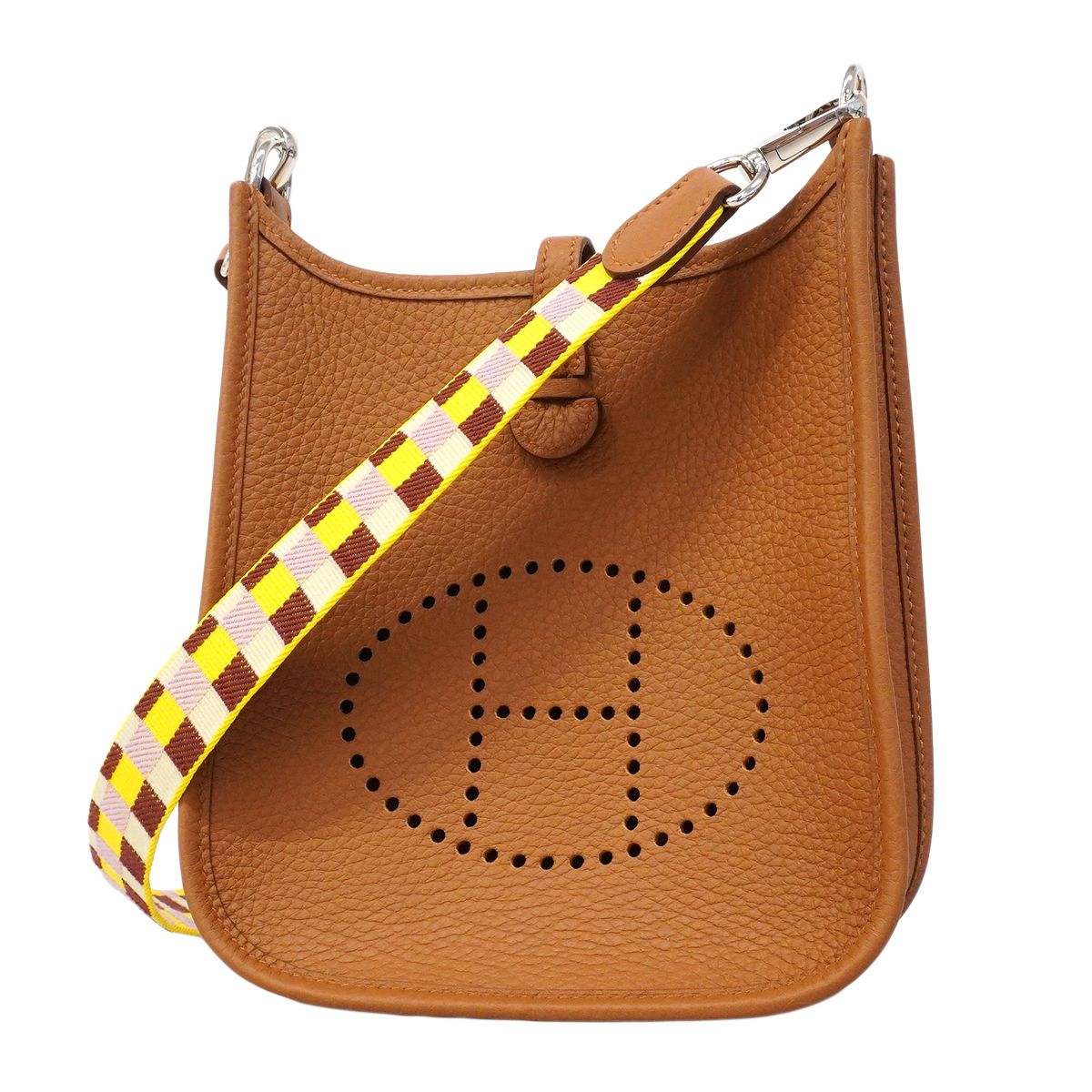 Hermes Shoulder Bag Evelyne TPM Taurillon Clemence Gold Silver