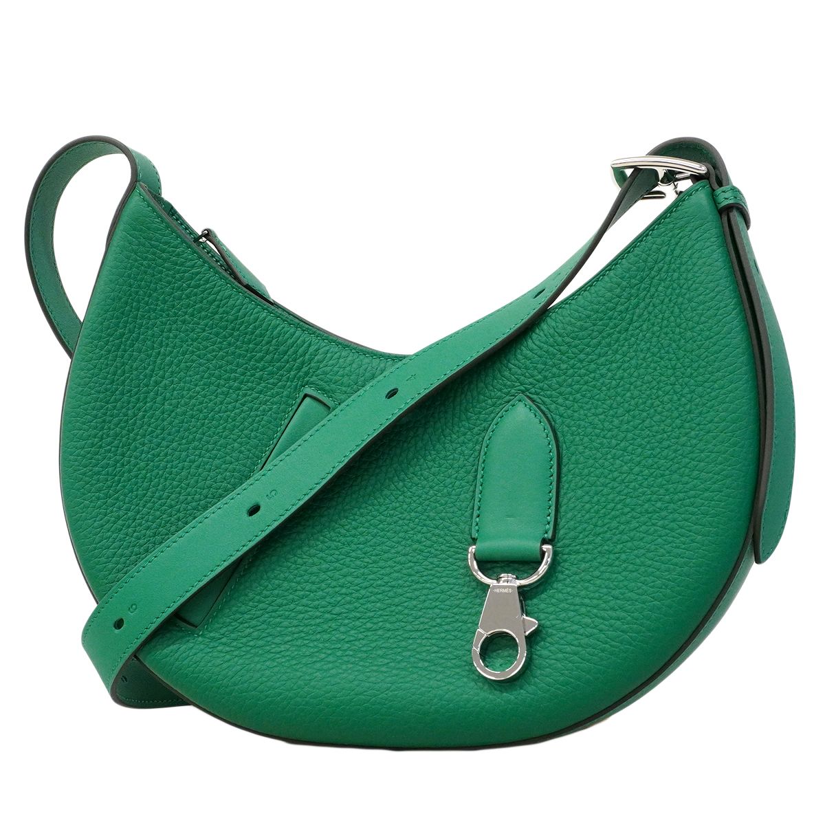 Hermes Shoulder Bag Petit Arson Togo Vert Vertigo Silver