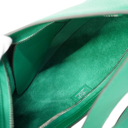 Hermes Shoulder Bag Petit Arson Togo Vert Vertigo Silver — view 4