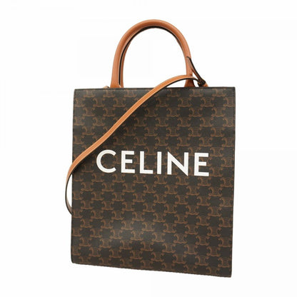Celine Tote Triomphe Vertical Cover Black Brown Gold 2-Way