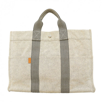 Hermes Tote New Fourre Tout Canvas Gray Silver
