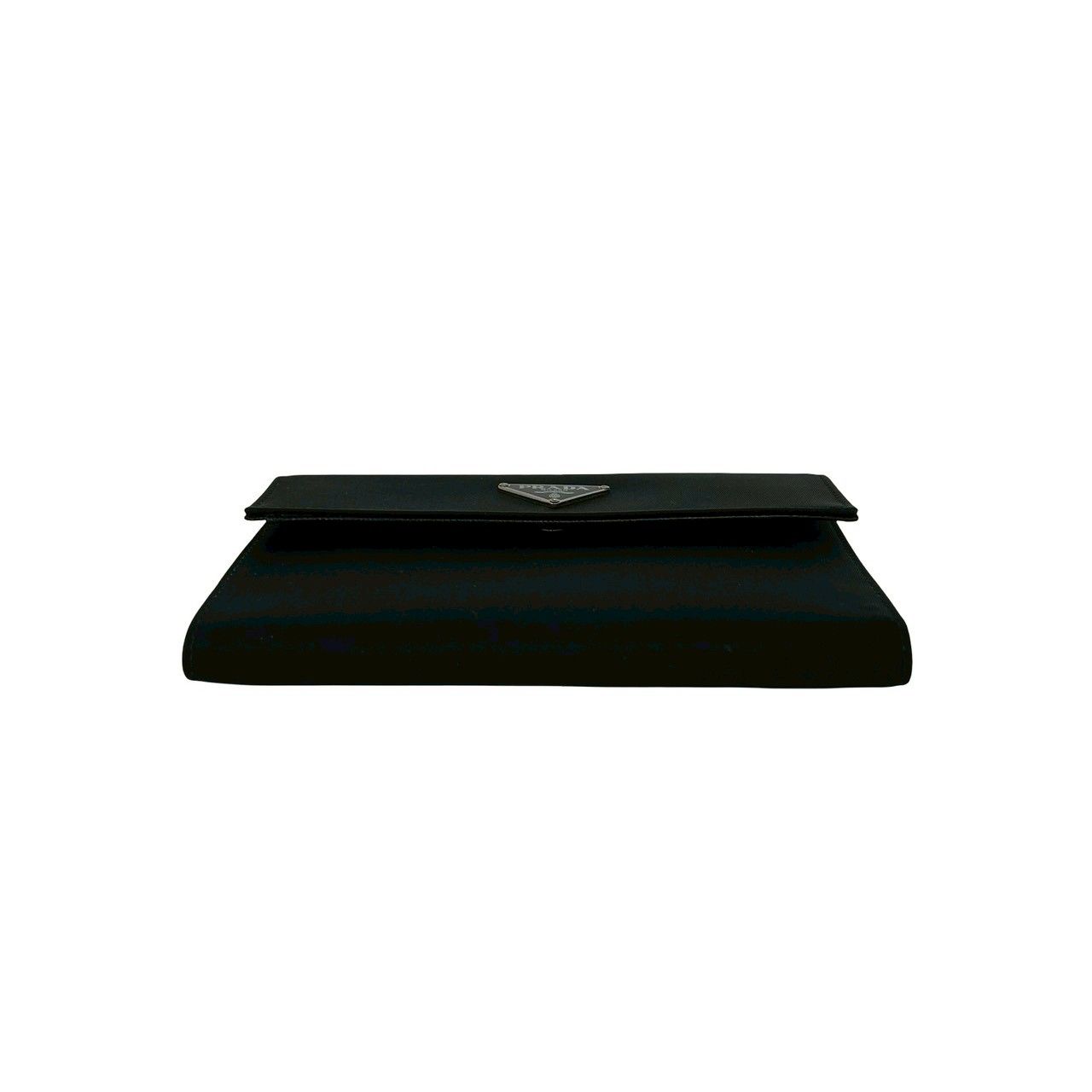 Prada Triangle Logo Tessuto Nylon Leather Trifold Wallet Black — view 6
