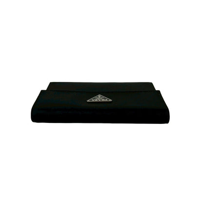 Prada Triangle Logo Tessuto Nylon Leather Trifold Wallet Black — view 3