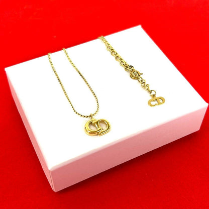Dior Vintage CD Logo Necklace Gold