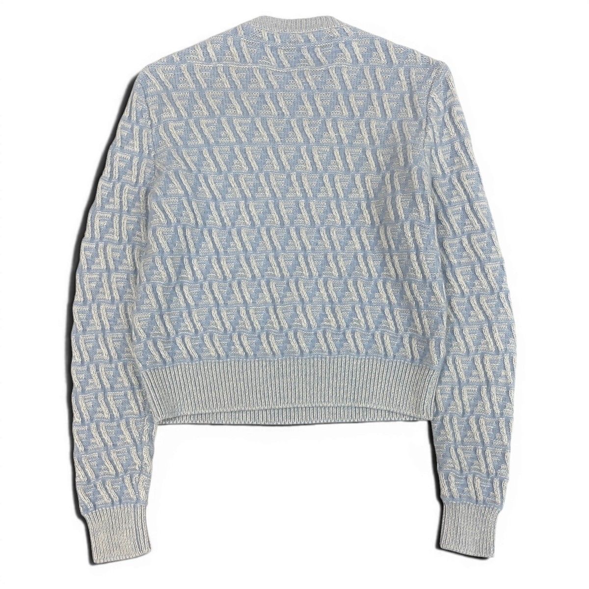 Fendi Zucca Pattern Crew Neck Knit Sweater 40 Light Blue — view 3