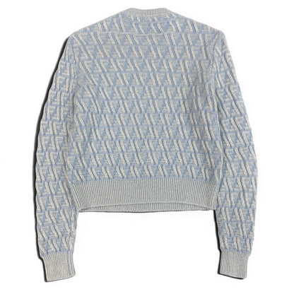 Fendi Zucca Pattern Crew Neck Knit Sweater 40 Light Blue — view 3