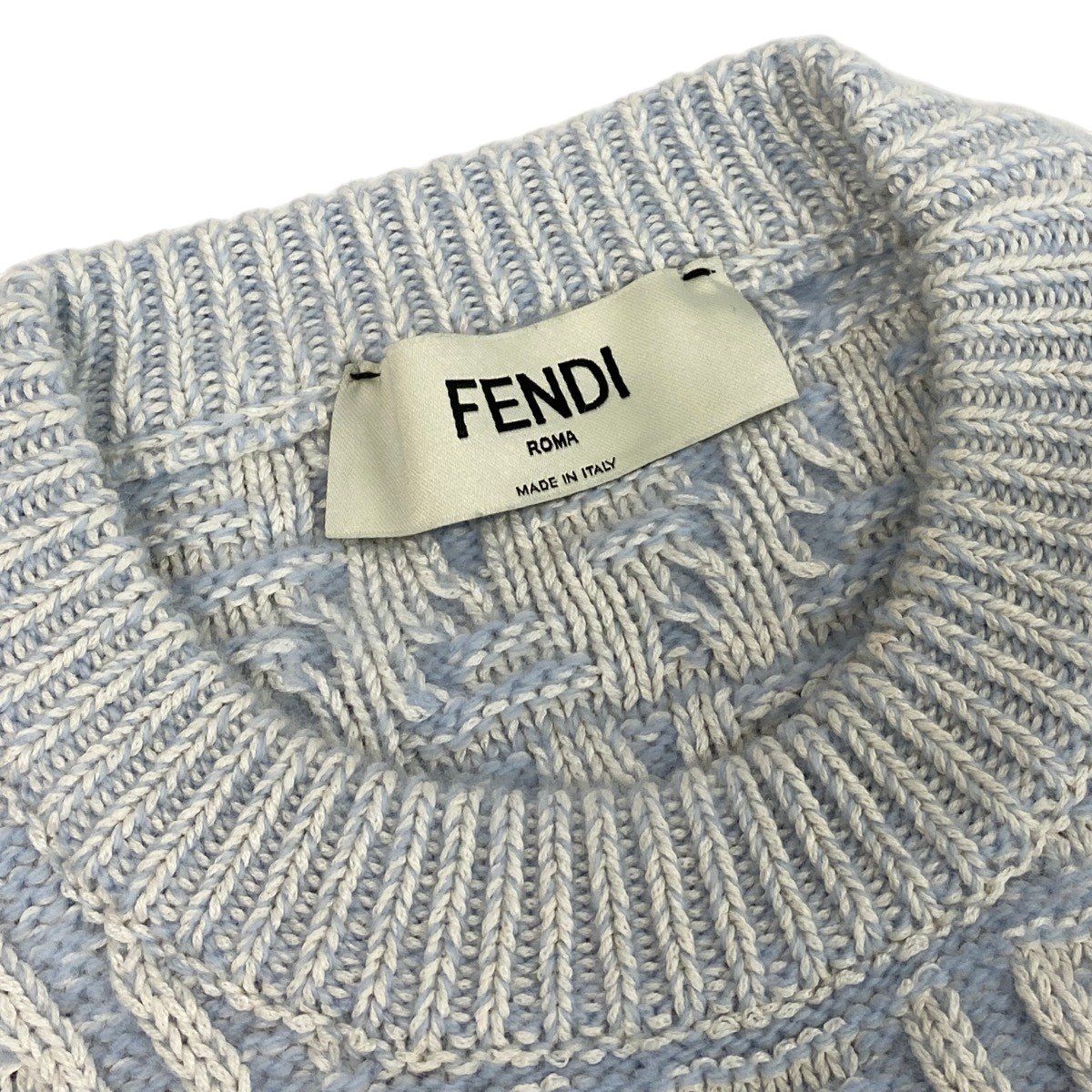 Fendi Zucca Pattern Crew Neck Knit Sweater 40 Light Blue — view 7