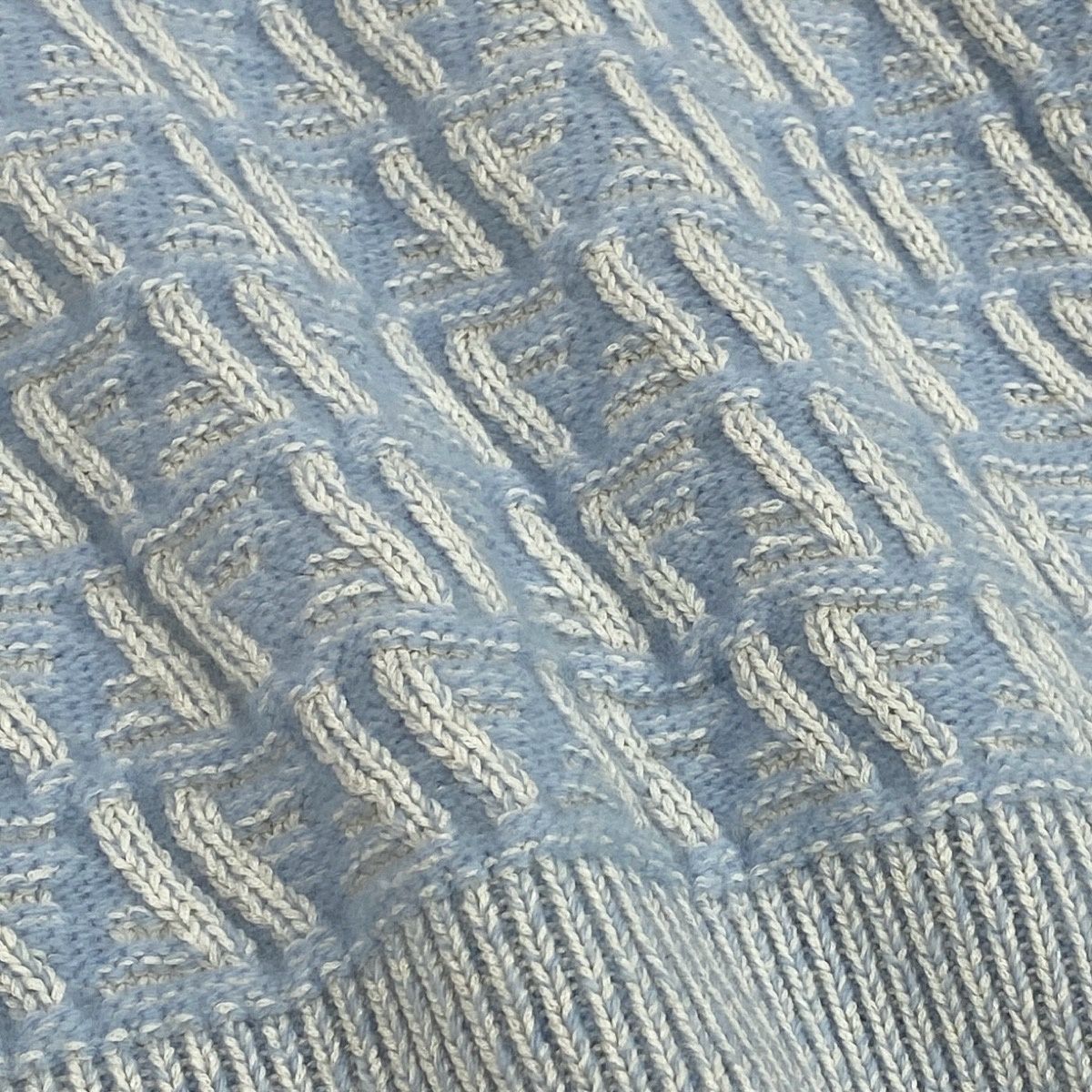 Fendi Zucca Pattern Crew Neck Knit Sweater 40 Light Blue — view 6