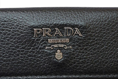 Prada Wallet Trifold Fold Antique Metal Nero Black — view 4