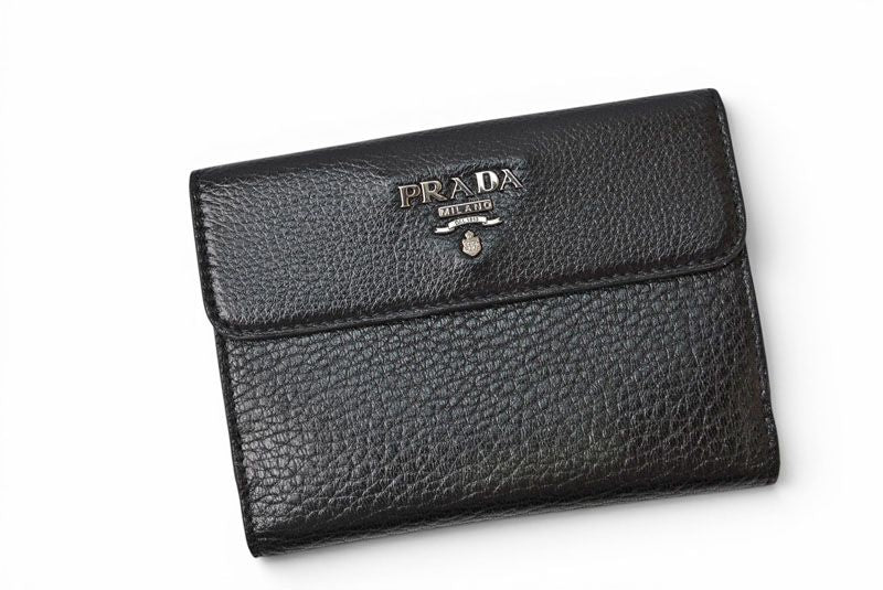 Prada Wallet Trifold Fold Antique Metal Nero Black — view 2