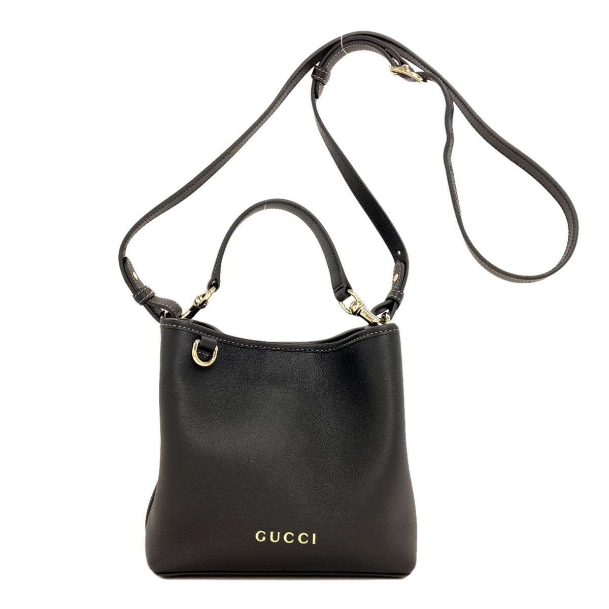 Gucci Long Shoulder Small Bucket Bag 2-Way Calf