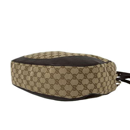 Gucci Logo GG Pattern Canvas Leather Shoulder Bag Brown Beige — view 8