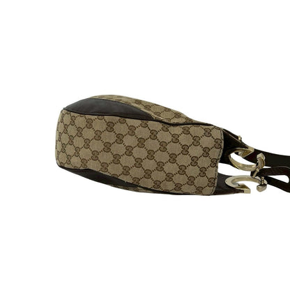 Gucci Logo GG Pattern Canvas Leather Shoulder Bag Brown Beige — view 6
