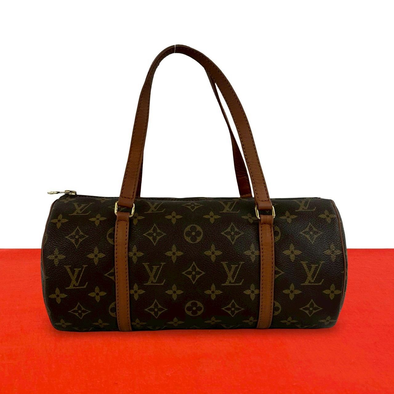 Louis Vuitton Vintage Papillon 30 Monogram Leather Mini Boston Bag Brown