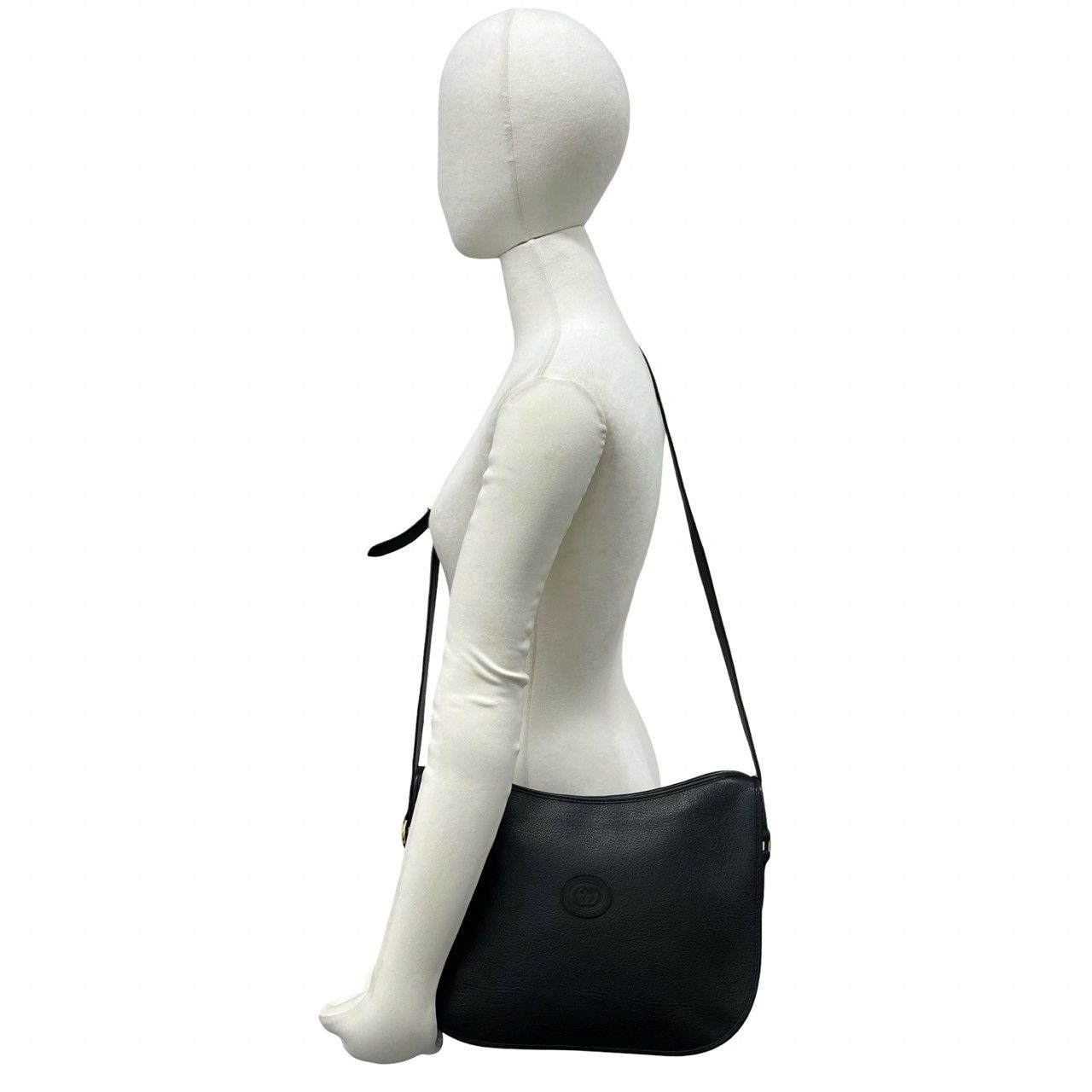 Gucci Vintage GG Logo Leather Shoulder Bag Pochette Crossbody Black — view 2