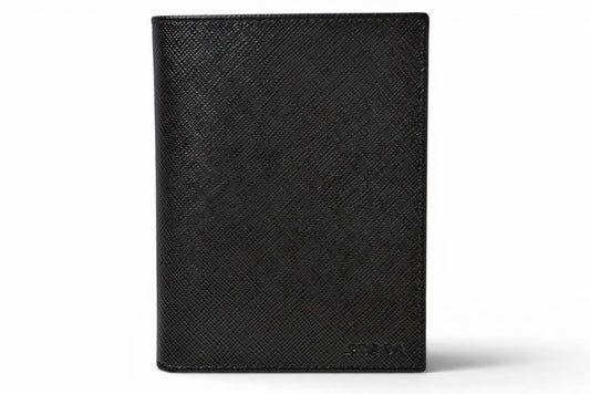 Prada Wallet Billfold Card Case Bifold Folding Saffiano Leather Black