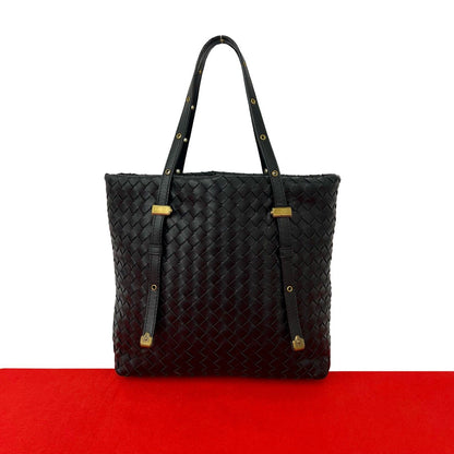Bottega Veneta Intrecciato Leather Handbag Mini Tote Black