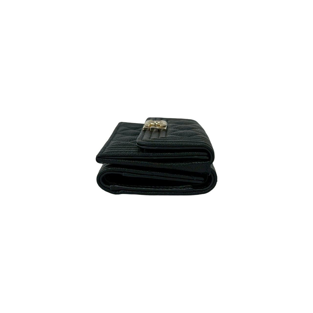 Chanel Card with Boy CC Logo Caviar Leather Trifold Wallet Black — view 5