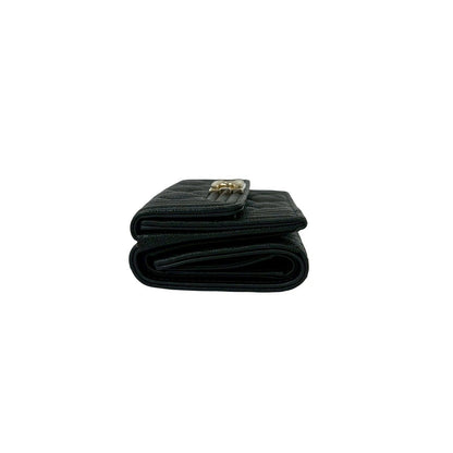 Chanel Card with Boy CC Logo Caviar Leather Trifold Wallet Black — view 4