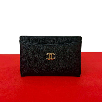 Chanel CC Logo Caviar Leather Card Case Black