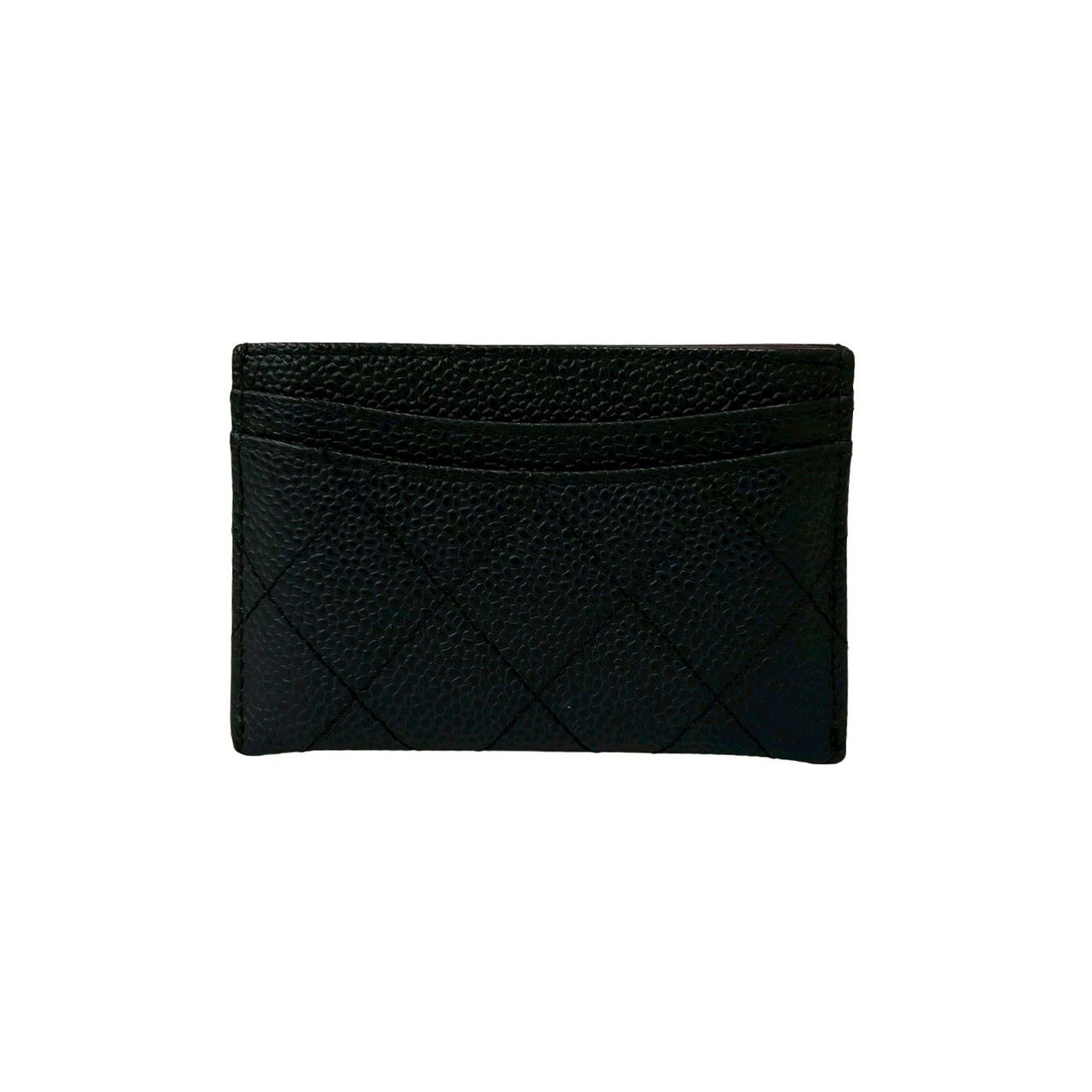 Chanel CC Logo Caviar Leather Card Case Black — view 2