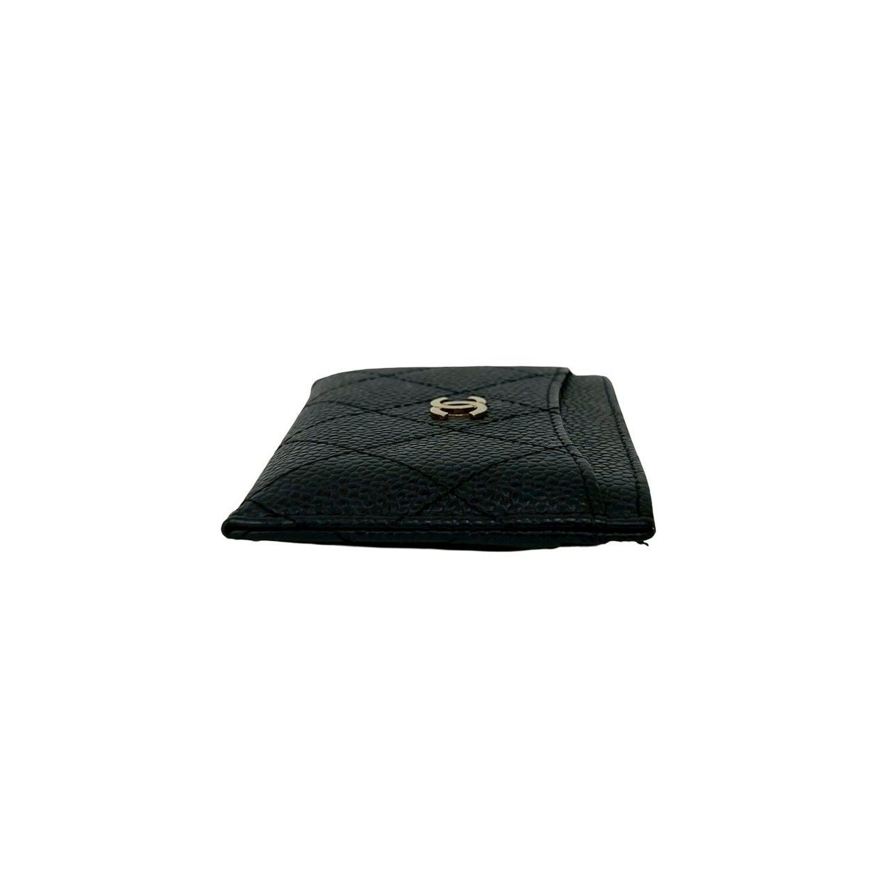 Chanel CC Logo Caviar Leather Card Case Black — view 4